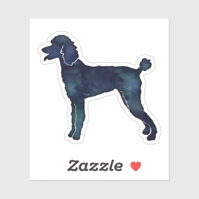 Poodle Black Watercolor Silhouette Sticker (Sheet)