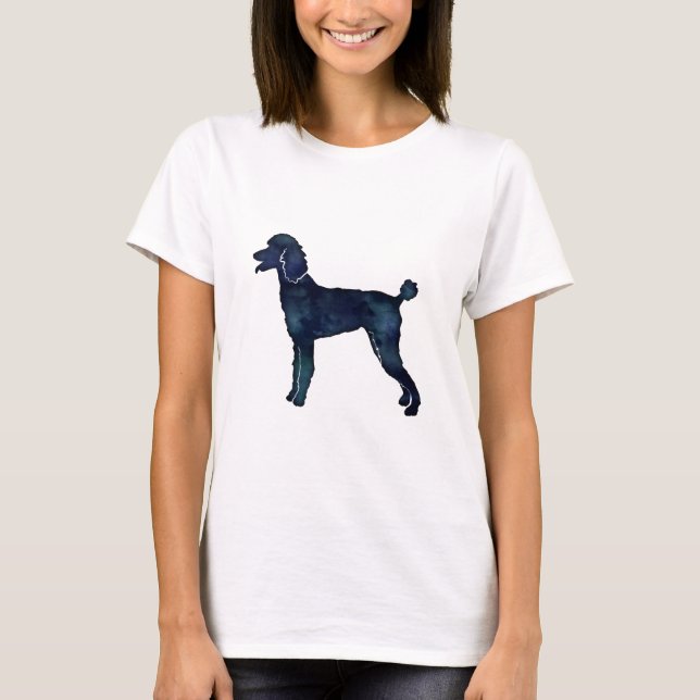 Poodle Black Watercolor Silhouette T-Shirt (Front)