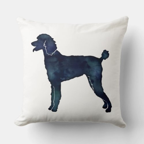Poodle Black Watercolor Silhouette Throw Pillow