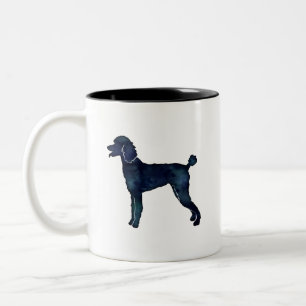 Poodle Black Watercolor Silhouette Two-Tone Coffee Mug