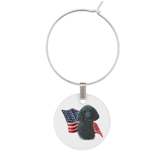 Poodle (blk) Flag Wine Charm (Front)