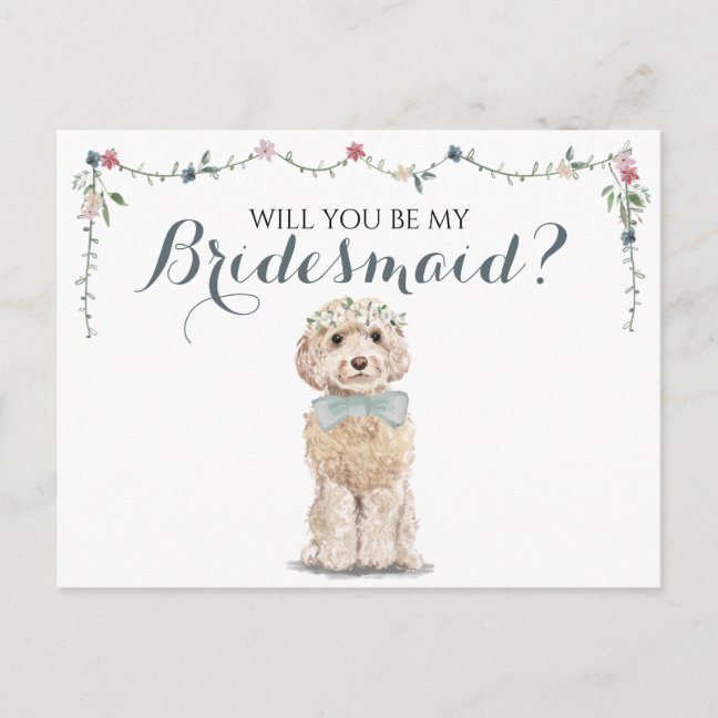 Poodle Boo Dog Bridal Party Be My Bridesmaid Invitation Postcard