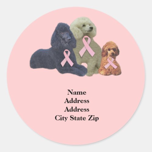 Poodle  Breast Cancer Address Label