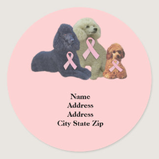 Poodle  Breast Cancer Address Label