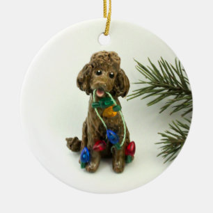 Poodle brown Dog Ceramic Ornament