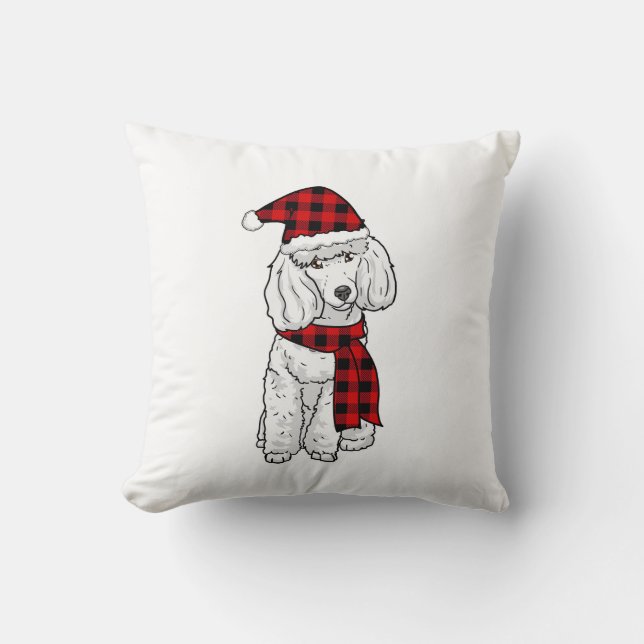 Poodle Buffalo Plaid Poodles Dog Lover Christmas  Throw Pillow (Front)