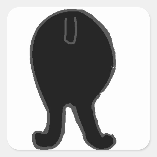 poodle butt black square sticker (Front)