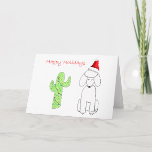 Poodle Cactus Christmas Holiday Card