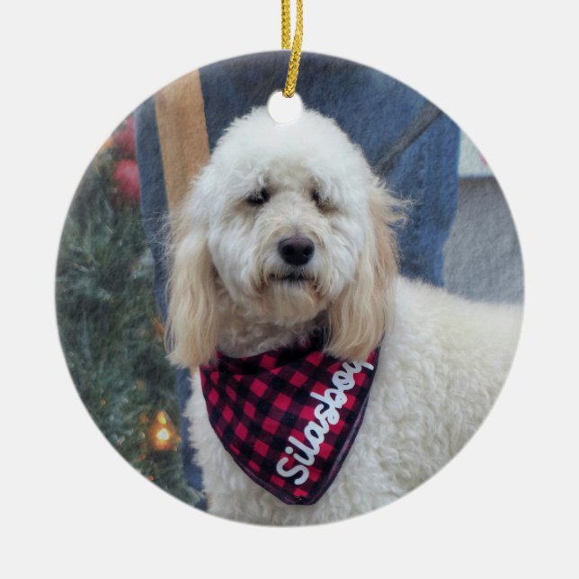 Poodle Ceramic Ornament (Front)
