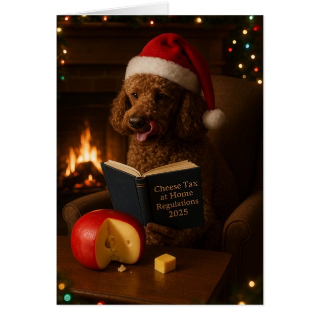 Poodle 'Cheese Tax' Christmas card (Front)