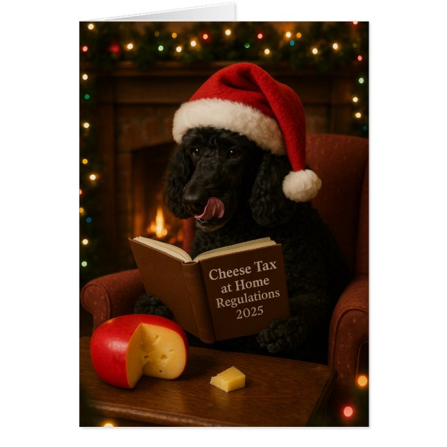 Poodle 'Cheese Tax' Christmas card (Front)