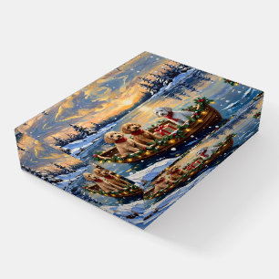 Poodle Christmas Boat Holiday Paperweight
