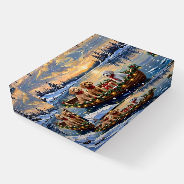 Poodle Christmas Boat Holiday Paperweight (Angled)