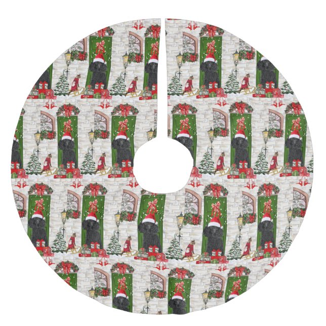 Poodle Christmas Brushed Polyester Tree Skirt (Front)