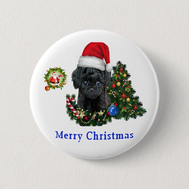 Poodle Christmas  Button (Front)