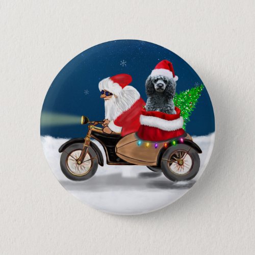 Poodle Christmas Button