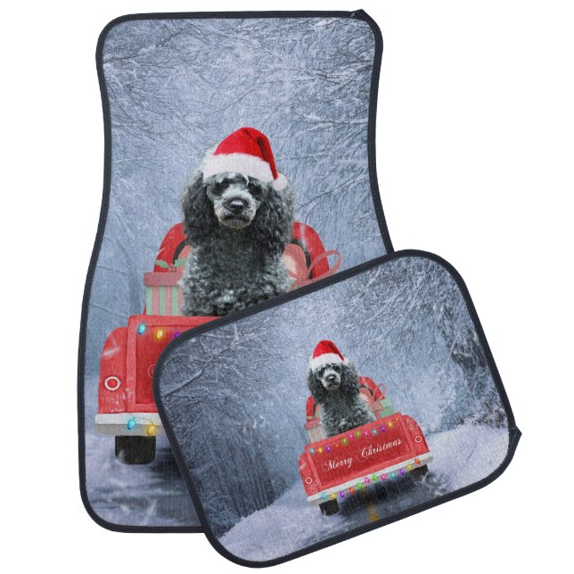Poodle Christmas Car Floor Mat (Set)