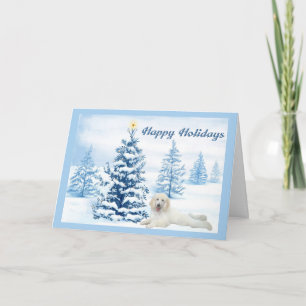 Poodle Christmas Card Blue Tree
