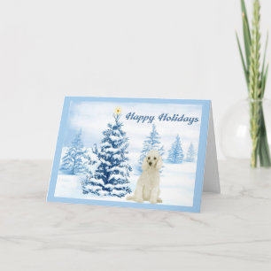 Poodle Christmas Card Blue Tree