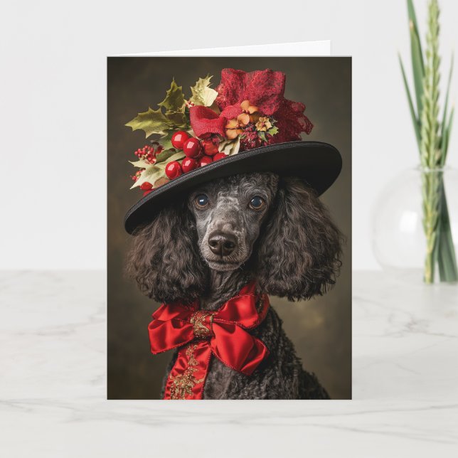 Poodle Christmas Card Elegant Victorian Dog (Front)