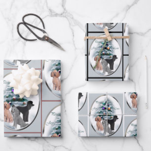Poodle Christmas Cards Gifts Wrapping Paper Sheets