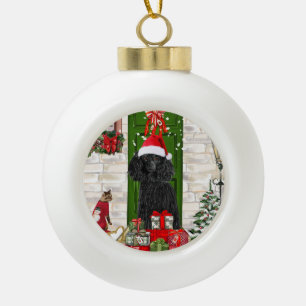 Poodle Christmas Ceramic Ball Christmas Ornament