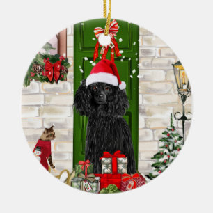 Poodle Christmas Ceramic Ornament