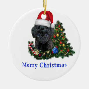 Poodle Christmas   Ceramic Ornament