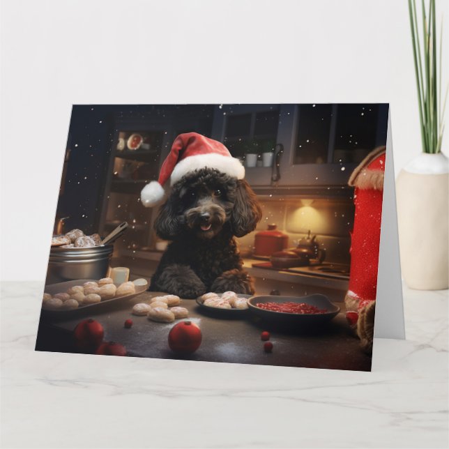 Poodle Christmas Cookies Festive Holiday Card (Front)