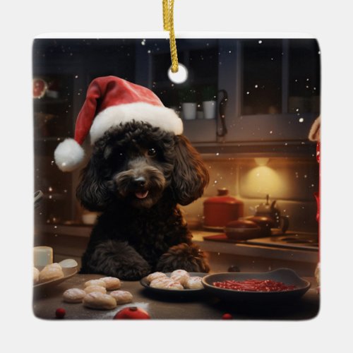 Poodle Christmas Cookies Festive Holiday Ceramic Ornament