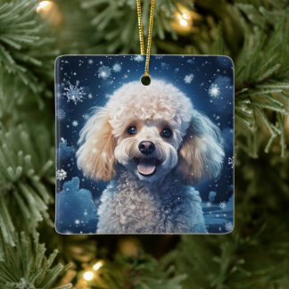 Poodle Christmas Decoration, Gift For Dog Lovers Ceramic Ornament