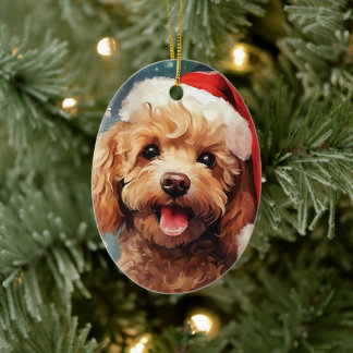 Poodle Christmas Decoration, Gift For Dog Lovers Ceramic Ornament