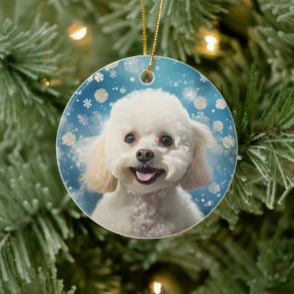 Poodle Christmas Decoration, Gift For Dog Lovers Ceramic Ornament