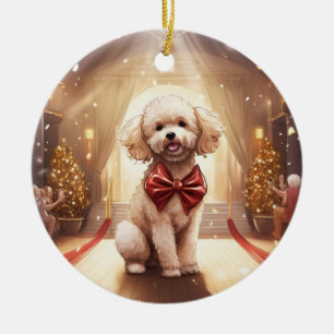 Poodle christmas,dog memorial gift,dog lover gift ceramic ornament
