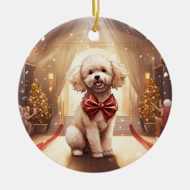 Poodle christmas,dog memorial gift,dog lover gift ceramic ornament (Front)
