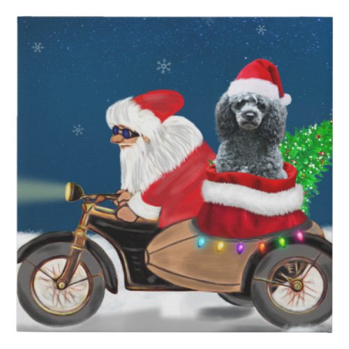 Poodle Christmas Faux Canvas Print