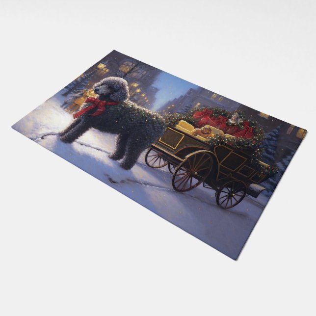 Poodle Christmas Festive Season Doormat (Angled)