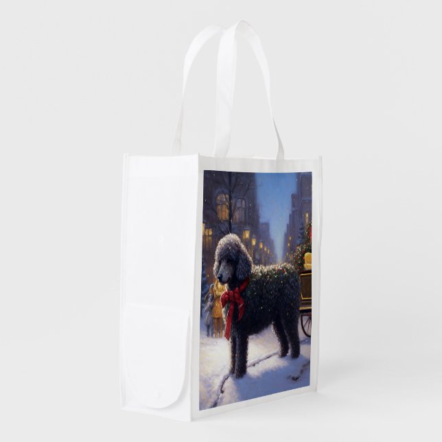 Poodle Christmas Festive Season Grocery Bag (Front Side)