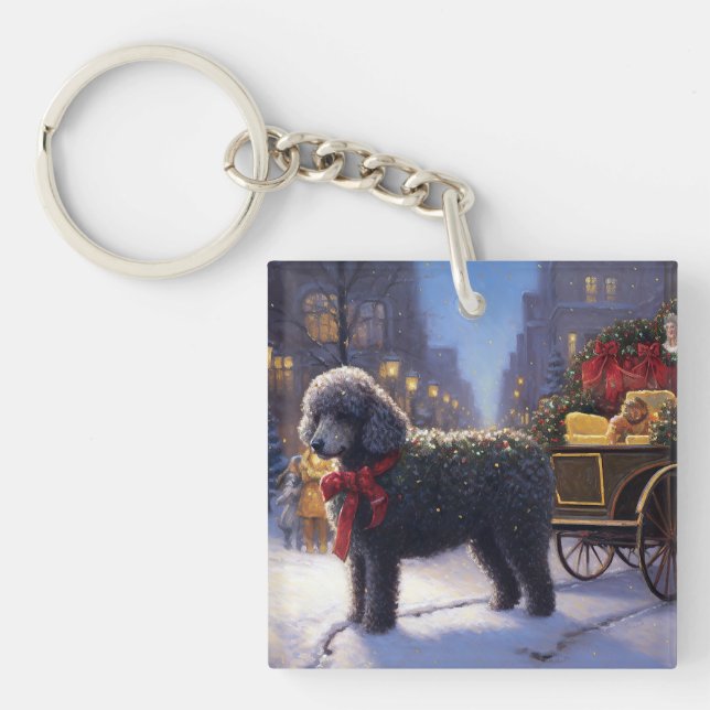 Poodle Christmas Festive Season Keychain (Front)