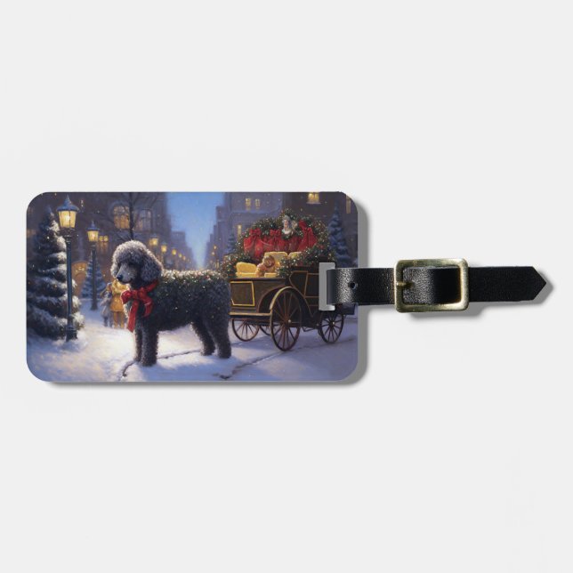 Poodle Christmas Festive Season Luggage Tag (Front Horizontal)