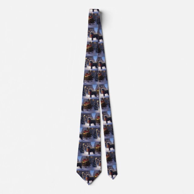 Poodle Christmas Festive Season Neck Tie (Front)