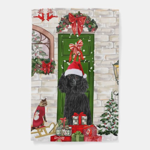 Poodle Christmas Garden Flag