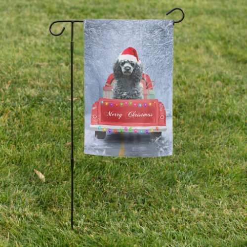 Poodle Christmas Garden Flag