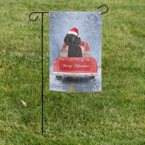 Poodle Christmas Garden Flag