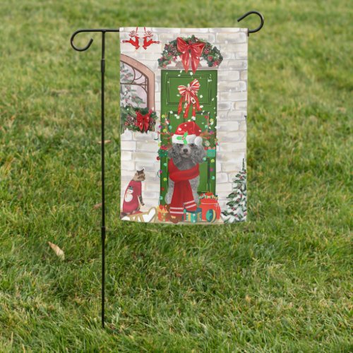 Poodle Christmas Garden Flag