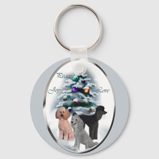 Poodle Christmas Gifts Keychain (Front)
