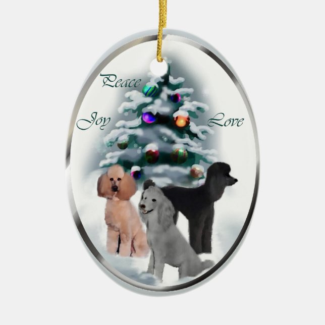 Poodle Christmas Gifts Ornament (Front)