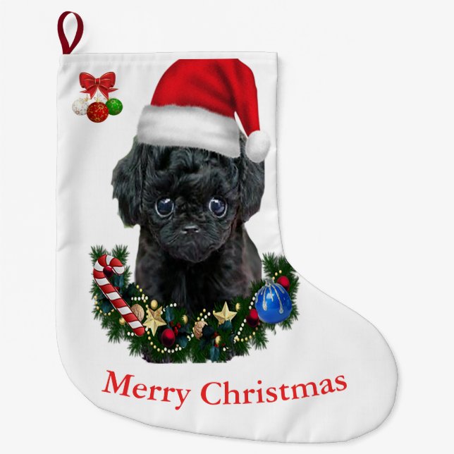Poodle  Christmas Large Christmas Stocking (Front)