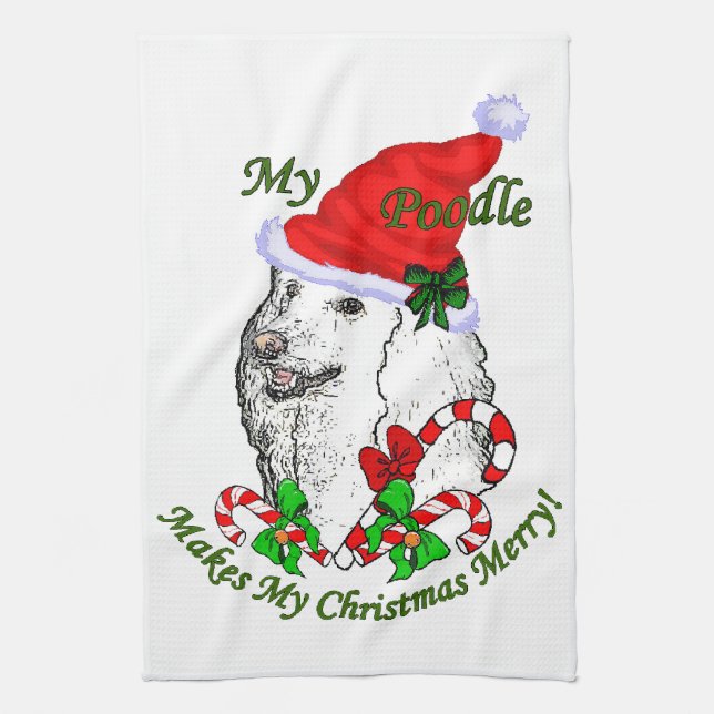 Poodle Christmas Merry Towel (Vertical)