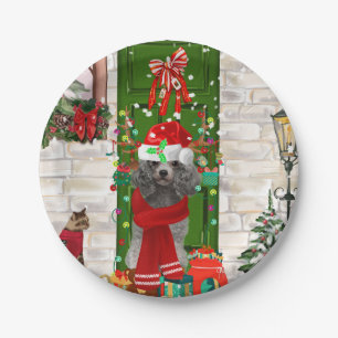 Poodle Christmas Paper Plates